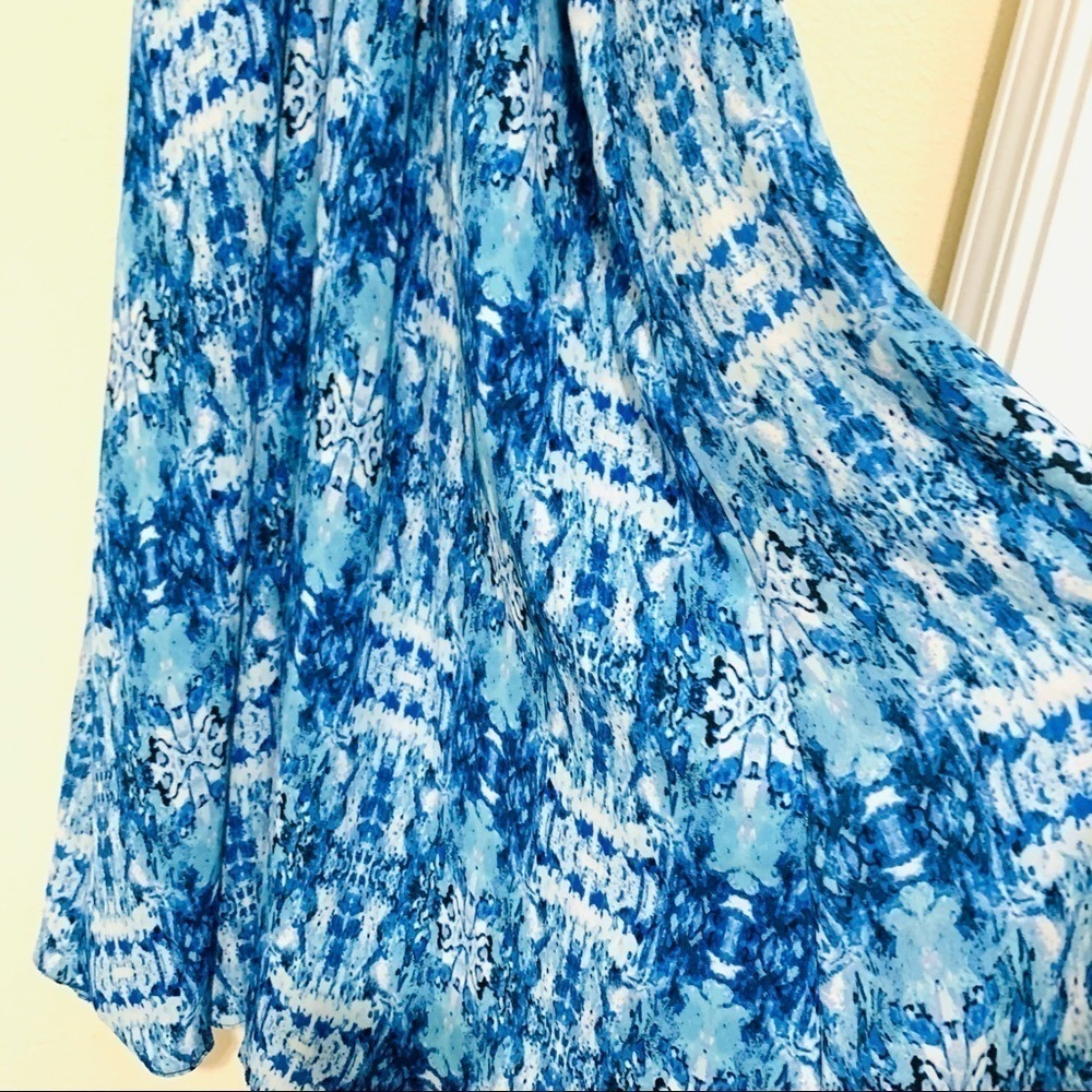 LULU’S Baja Moment Blue open back Halter Maxi Dress Boho beach Tropical size XS - Picture 6 of 10
